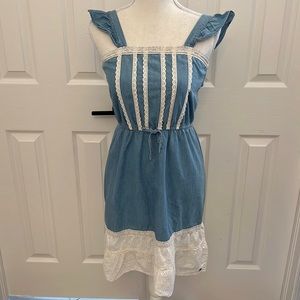 Matilda Jane/Joanna Gaines line beautiful soft denim like dress with cream lace